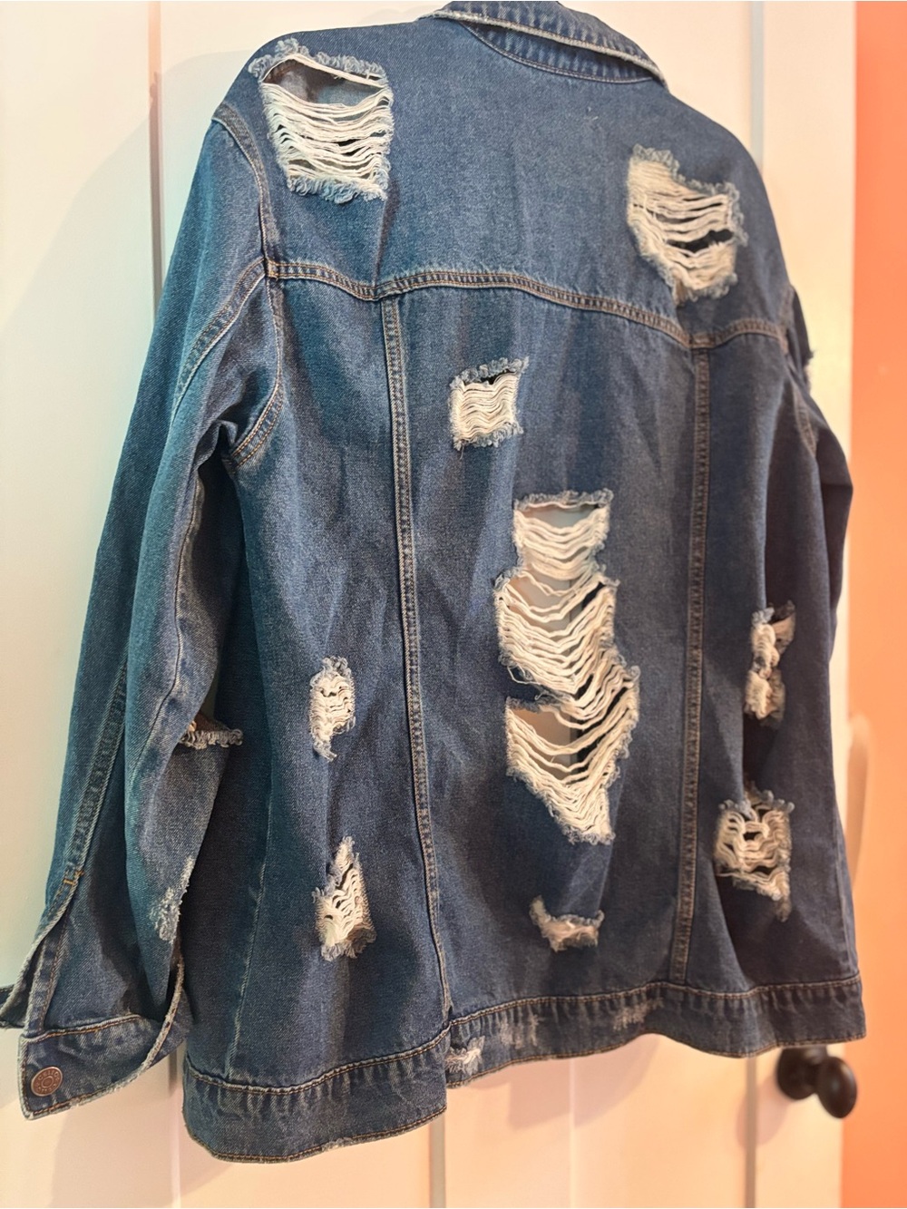 Cello Oversized Distressed Ripped Denim Jacket - Picture 2 of 3
